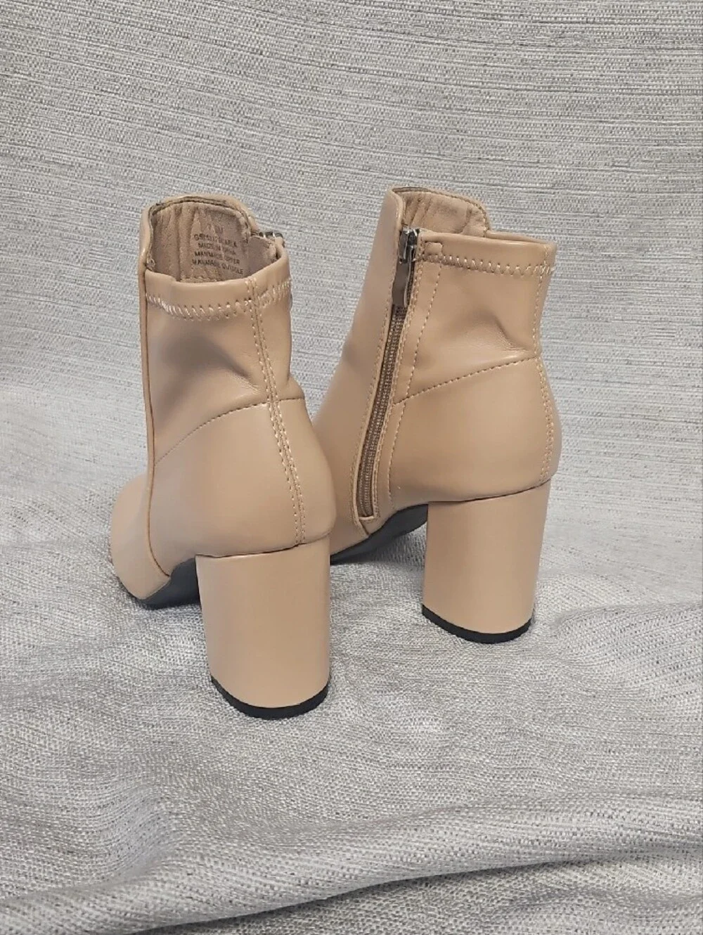 MIA Beige Block Heel Ankle Booties